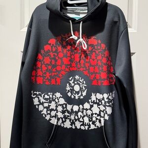 Pokemon Gamer Black and Red Graphic Hoodie Sweatshirt - Size 2XL